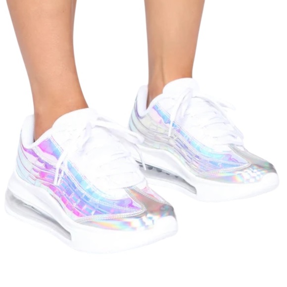Holographic, Iridescent, White,silver, shock absorbent, Sneakers, size 7,New - Picture 5 of 14